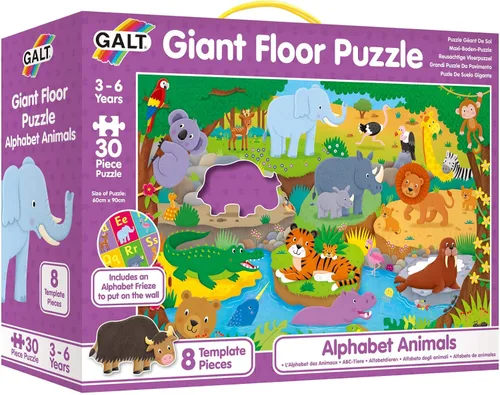 Galt Juguetes, rompecabezas gigante de piso, animales del alfabeto, rompecabezas de suelo para niños, a partir de 3 años