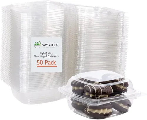Miniatura 11 de Recipientes de postre (paquete de 25 – 6 x 6 x 3) contenedores de plástico desechables para alimentos, contenedor de alimentos transparente
