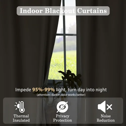Miniatura 5 de Macochico Cortinas plisadas opacas negras con aislamiento térmico para cine en casa, sala de estar, oficina o área de negocios