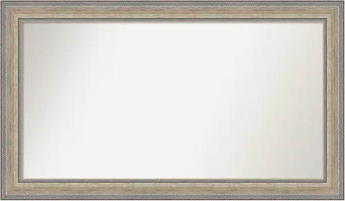 Miniatura 305 de Amanti Art Espejo de baño plateado para sobre fregadero, 28 x 47 pulgadas, espejo rectangular de plata imperial, marco de madera tradicional de gran
