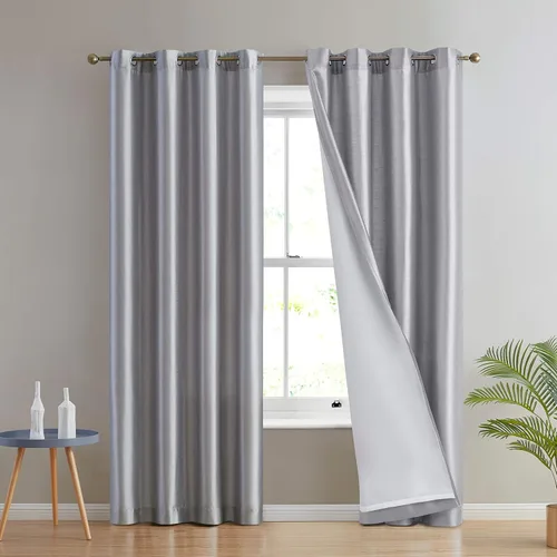 Miniatura 12 de HLC.ME Jefferson - Cortinas ligeras de seda sintética semitransparente con forro de microfibra y ojales para ventana de dormitorio, comedor y sala