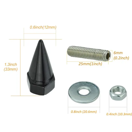 Miniatura 2 de Spike - Kit de tornillos para placa de matrícula de motocicleta, marco de automóvil, tuercas de tornillo, apto para vehículos, motocicletas, Negro