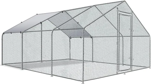 Miniatura 8 de TOLEAD Gallinero de metal grande mejorado con malla de alambre de tres soportes, corral de pollo, con cubierta resistente al agua y anti-UV, casa
