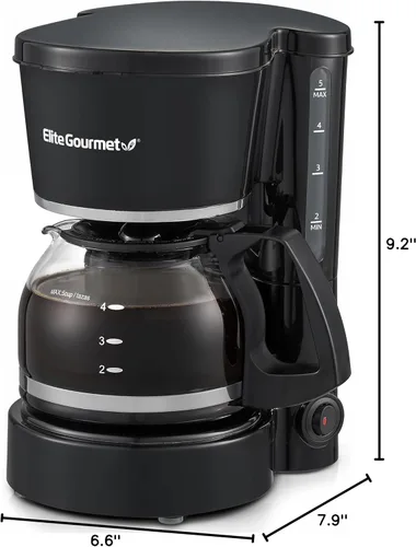 Miniatura 8 de Maxi-Matic EHC-5055# Elite Gourmet Cafetera automática para preparar por goteo con filtro reutilizable, pausa y sirve, interruptor