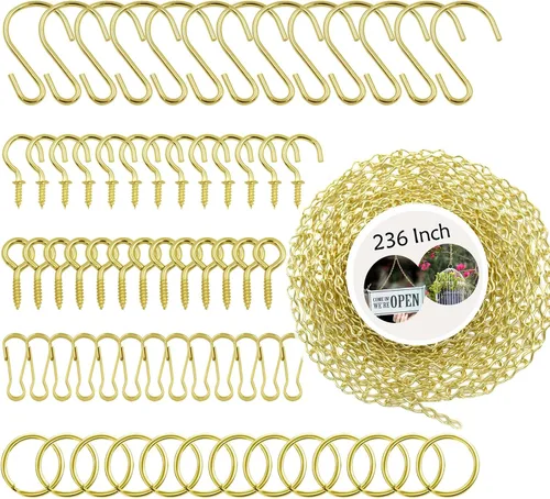 Miniatura 11 de YINGFENG - Set de 236 pulgadas de cadenas colgantes de metal negro y ganchos para cestas, para comederos de aves, bebederos de pájaros, macetas
