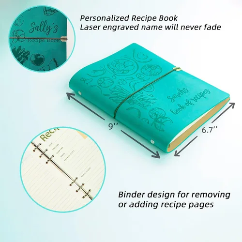 Miniatura 3 de Libro de recetas personalizado para escribir en tus propias recetas, libro de recetas personalizable de 6.7 x 9 pulgadas, 5 divisores y espacio