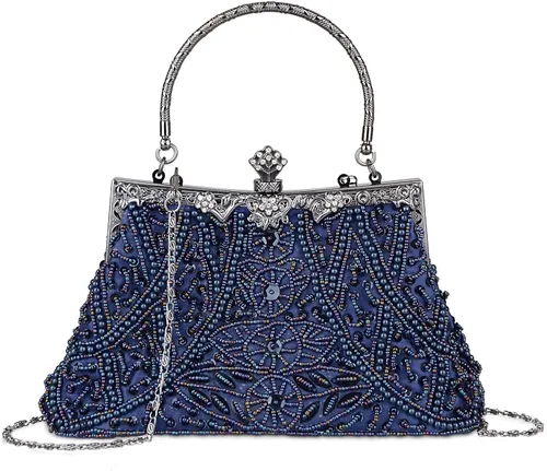 KISSCHIC Bolsos de embrague para las mujeres vintage con cuentas de embragues bolsos de noche para la fiesta de boda