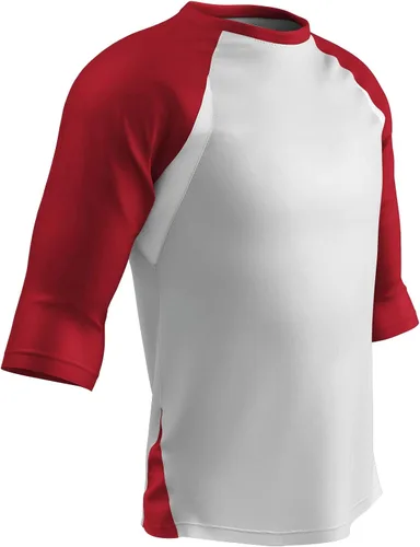 Miniatura 11 de Champro Camiseta de béisbol ligera juvenil con manga raglán de tres cuartos de poliéster con inserciones de malla en los costados