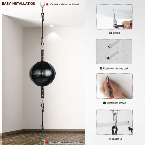 Miniatura 7 de InnoLife Kit de saco de boxeo de doble extremo con bola de perforación, kit de reacción de velocidad con cordones elásticos, perfecto
