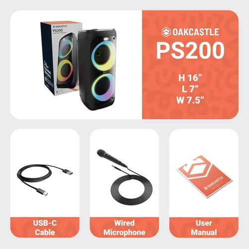 Miniatura 7 de Altavoz portátil Bluetooth para fiesta Potencia de 80W y batería recargable de hasta 5H Gran altavoz Bluetooth 2.0 con micrófono con cable
