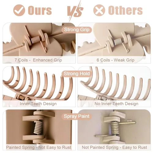 Miniatura 2 de TOCESS Paquete de 8 pinzas grandes para el cabello para mujer, pinzas grandes para cabello fino y grueso, rizado, agarre fuerte de los años 90, 4.33