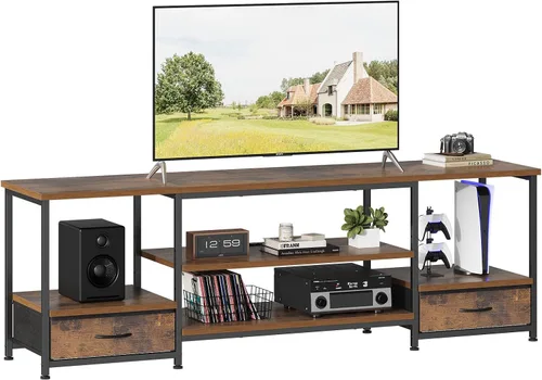 Miniatura 12 de DUMOS Soporte de TV de 47 pulgadas para televisores de 55 pulgadas, centro de entretenimiento con estación de carga (2AC+USB + tipo C), mesa consola
