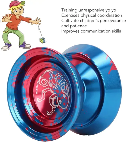 Miniatura 4 de Asixxsix Responsive Yoyo, Yoyo profesional de aleación de aluminio de metal con guante, 3 cuerdas y patrón de pulpo, repuesto avanzado de bola Yoyo