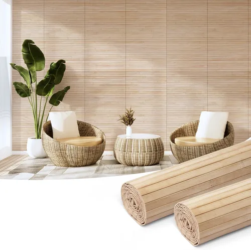 Art3d Panel de pared de bambú natural para decoración de pared interior, revestimiento de postes renovables con paneles tipo zócalo para pared,