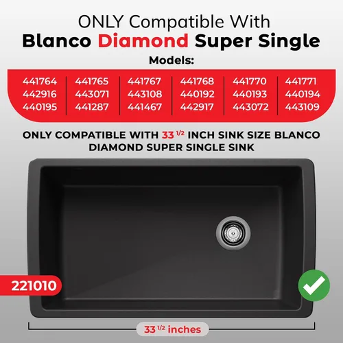 Miniatura 2 de VALUN 221010 Rejilla de fregadero – Solo compatible con Blanco Diamond Super Single de 33 pulgadas – Tamaño de rejilla de fregadero