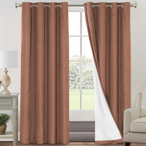 Miniatura 27 de Primitive - Cortinas opacas 100 % de lino texturizado natural para dormitorio, sala de estar, cortinas para ahorra energía, tela de arpillera