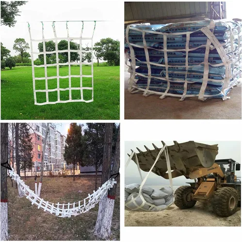 Miniatura 6 de Red de carga de escalada blanca, red ninja, juego de columpio resistente de poliéster para gimnasios de selva, entrenamiento de obstáculos, redes