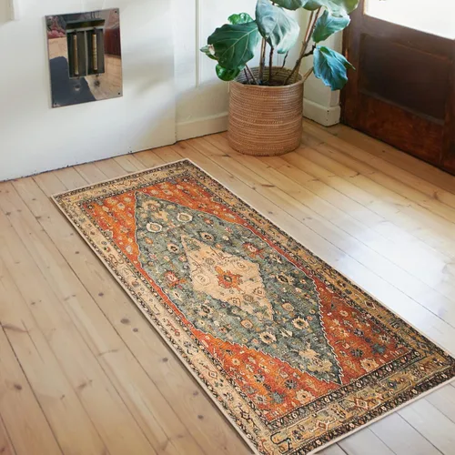 Miniatura 6 de COMSLE Alfombra bohemia de 2 x 4 pies, lavable a máquina, para entrada, lana sintética, alfombra pequeña, alfombra envejecida, antideslizante