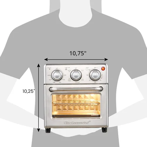 Miniatura 9 de Horno de Aire Frito Elite Gourmet EAF0852SS, Capacidad de 8.5 Qt. con función de freír al aire, asar, tostar, hornear y asar con convección, Acero