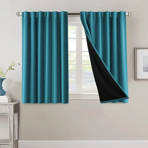 Miniatura 102 de H.VERSAILTEX Cortinas 100% opacas para dormitorio con forro negro, cortinas de oscurecimiento de habitación completa, con aislamiento térmico