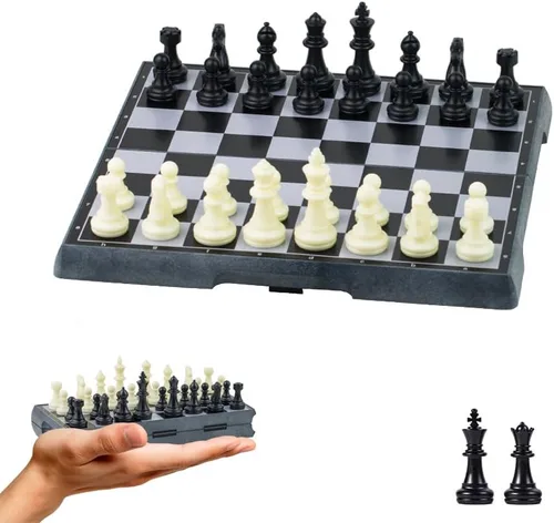 Mini juego de ajedrez magnético de viaje de 6.5 pulgadas, juego de mesa de ajedrez plegable, juguetes educativos/regalo para adultos y niños (mini