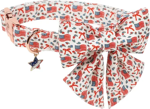 Miniatura 20 de DOGWONG Collar de perro arcoíris con bonito lazo para el Mes del Orgullo LGBT - Collar ajustable y cómodo para perros grandes, medianos y pequeños