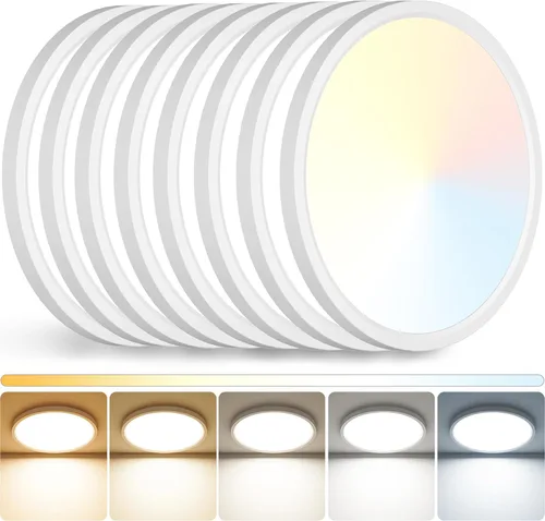Miniatura 28 de Peasur - Lámpara de techo led de 18 cm, montaje empotrado ajustable, 3000 K/3500 K/4000 K/5000 K/6500 K, 1500 LM, 15 W, lámpara redonda blanca Blanco