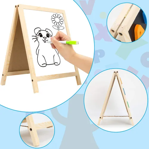 Miniatura 4 de INNOCHEER Letras y números magnéticos para niños pequeños, pizarra magnética para niños, imanes del alfabeto ABC, pizarra educativa de borrado