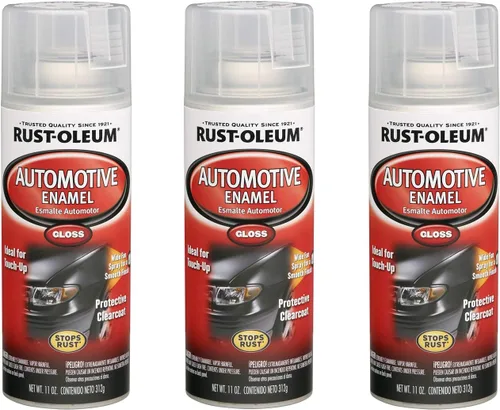 Rust-Oleum 257884-3PK Pintura en aerosol de esmalte automotriz, 11 onzas, transparente brillante, paquete de 3 Brillo Transparente