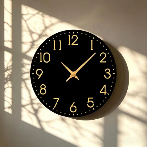 Miniatura 2 de Reloj de pared moderno, funciona con pilas, relojes de pared pequeños de 8 pulgadas, reloj de pared negro silencioso sin tictac, números dorados
