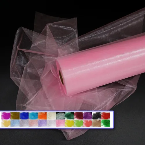 Miniatura 16 de Rollos de tela de tul de organza, organza cristal de 12" por 50 yardas (150 pies), carrete de malla de nailon transparente sedoso y brillante