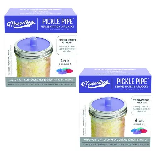 Miniatura 10 de GEMMA Correll Pickle tubo – de una sola pieza fermentación sin agua Airlock tapas de silicona para Mason Jar fermentación – Boca ancha – 3 Pack