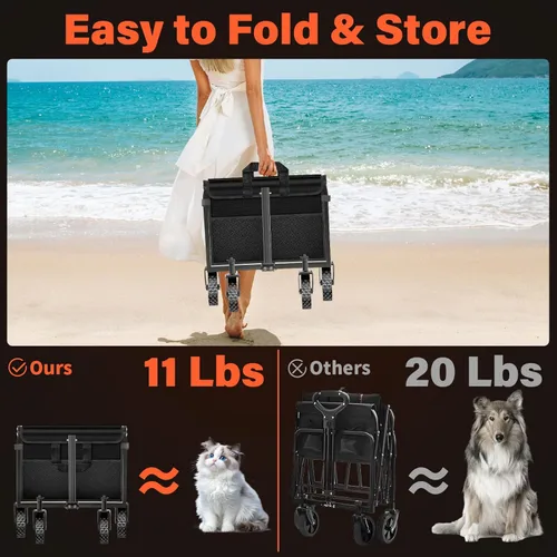 Miniatura 3 de Carritos con ruedas plegables colapsables: vagón de compras plegable de 360LBS portátil de alta resistencia para compras y camping - Vagón