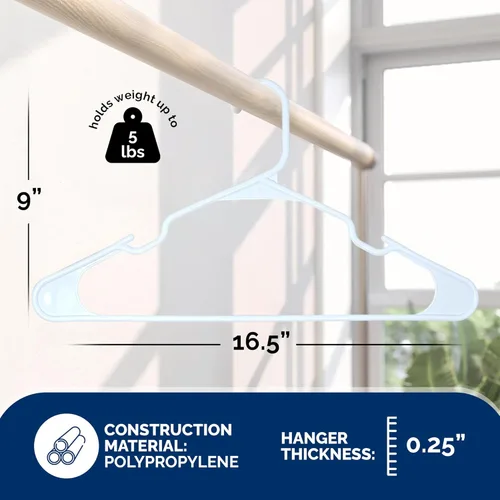 Miniatura 2 de Perchas de plástico, paquete de 50, colgador de ropa fuerte y ahorrador de espacio, fabricado en EE. UU., colgador de plástico perfecto para camisas