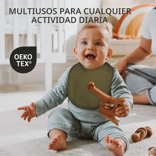 Miniatura 3 de Paquete de 10 baberos de algodón a presión para bebé niño y niña, baberos súper suaves para dentición y alimentación Set Inspire