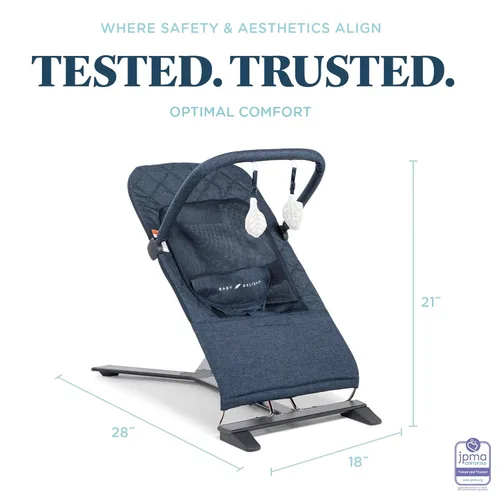Miniatura 4 de Mecedora portátil Baby Delight Alpine Deluxe para bebés, 0 – 6 meses, tela acolchada en color índigo Índigo acolchado