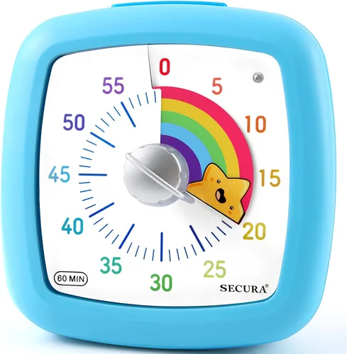 Miniatura 14 de Secura - Temporizador visual de 60 minutos, temporizador silencioso de estudio para niños y adultos, relojes de tiempo, temporizador de cuenta