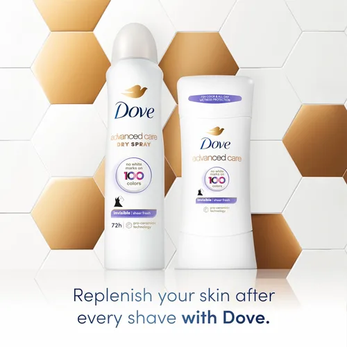 Miniatura 3 de Dove Advanced Care - Barra desodorante antitranspirante para mujer, Sheer Fresh, 4 unidades, desodorante antimanchas para axilas suaves, 72 horas