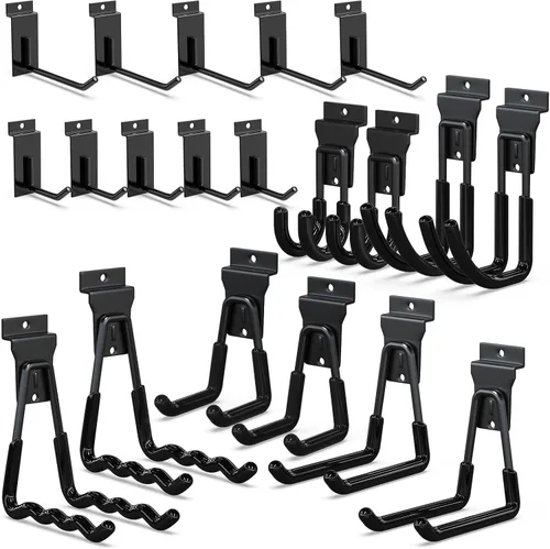 Miniatura 15 de 3-H, accesorios para pared de listones de 18 piezas, ganchos y perchas de pared de listones de múltiples tamaños, pared de listones resistente