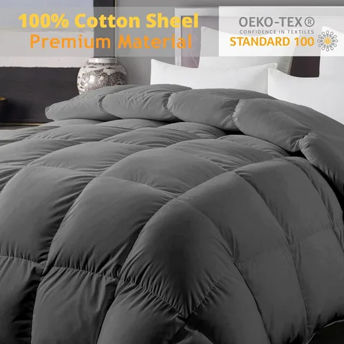 Miniatura 2 de ELNIDO QUEEN® Edredón de fibra de plumón tamaño King – Relleno de edredón Gris esponjoso para todas las estaciones – Lujoso edredón de cama de hotel