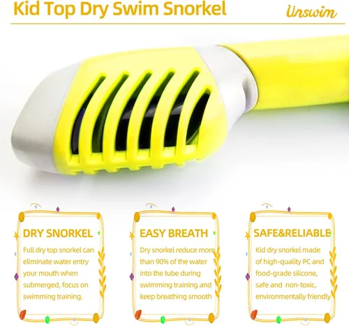 Miniatura 6 de Esnórquel para niños con función de rotación para niños y niñas, esnórquel frontal para entrenamiento y natación de regazo Amarillo