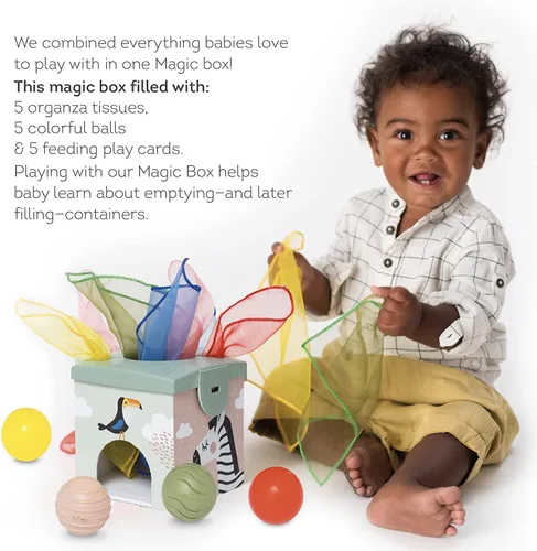 Miniatura 8 de Taf Toys Caja de Pañuelos Sensoriales para Bebés, Caja de Permanencia de Objetos, Juego Imaginativo para Bebés y Niños Pequeños, Juguetes