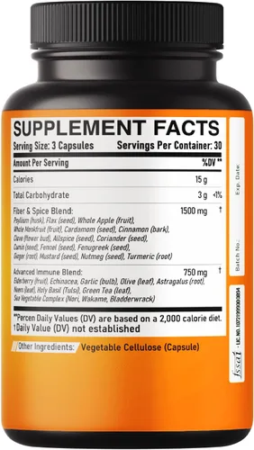 Miniatura 8 de DEDICAD Suplemento de fibra y especias 27 en 1, combinado con psyllium orgánico, manzana entera, saúco y más - Apoya el estado de ánimo, el cuerpo