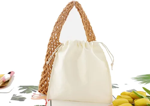 Miniatura 3 de Ayliss Mini bolso de mano para mujer, de algodón, ganchillo, asa superior, cordón para playa, tejido de red, bolsa de red de pesca