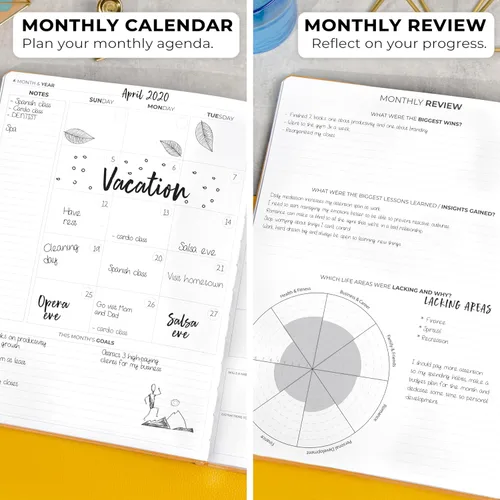 Miniatura 4 de Clever Fox Planner Pro Premium - Lujosa agenda semanal y mensual con organizador de presupuesto para productividad y objetivos, sin fecha, A4