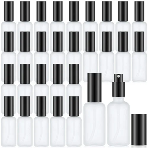 Miniatura 28 de Roshtia 30 Pcs 0.33 oz/ 10 ml Beech Wood Color Glass Spray Bottle Refillable Perfume Atomizer Clear Decorative Empty Bottles with Fine Mist Sprayer