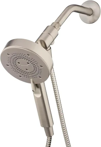 Brondell Nebia Yuba HaloNetic Cabezal de Ducha Magnético Portátil con Doble Base, Manguera de Acero Inoxidable de 60", 5 Configuraciones, Níquel