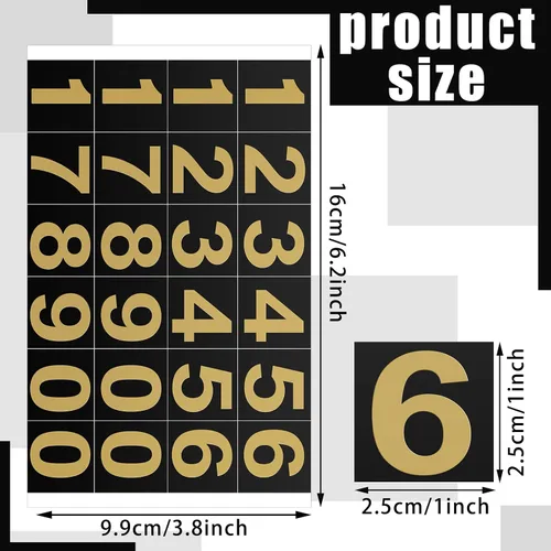 Miniatura 2 de Outus 240 piezas de 10 hojas de calcomanías de vinilo autoadhesivas de números de buzón impermeables, reflectantes, calcomanías de números