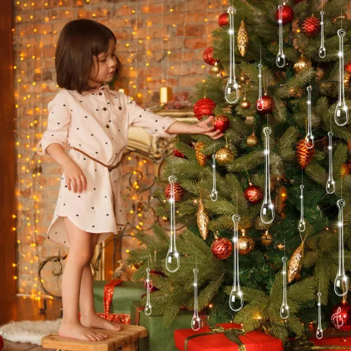 Miniatura 5 de DULEFUN 42 piezas de decoraciones de cristal para árbol de Navidad, 3 estilos, acrílico transparente, árboles de Navidad, carámbanos, adornos