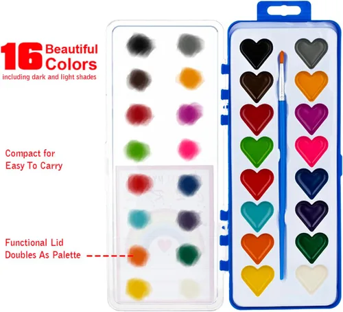 Miniatura 2 de Regalos para el día de San Valentín para niños, paquete de 24 pinturas de acuarela con pincel para niños, regalos de intercambio de premios, regalos